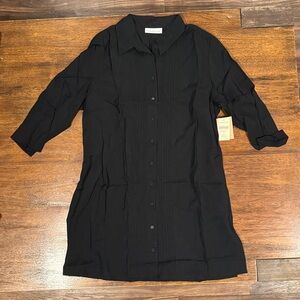 NWT! Coldwater Creek Pintuck 3/4 Sleeve Tunic • Black • Women’s Size: LRG